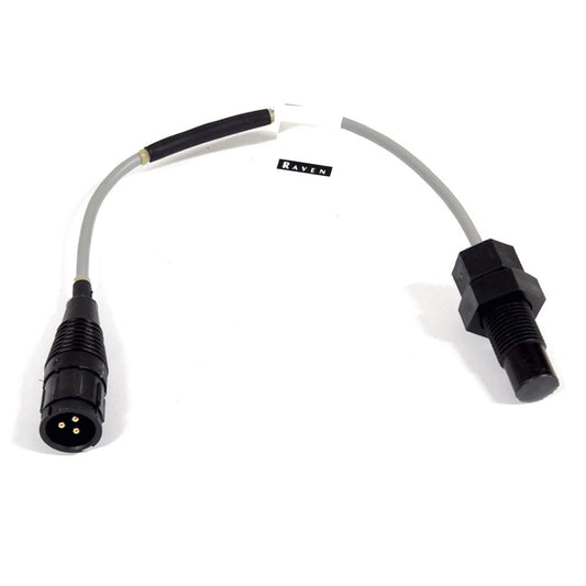 The Raven Flow Meter Sensor, Standard Pulse Conxall, is a gray cable with an XLR connector on one end and a cylindrical, threaded connector on the other. Specifically designed for use with Raven flow meters, this component ensures precise connections in your precision flow measurement systems.