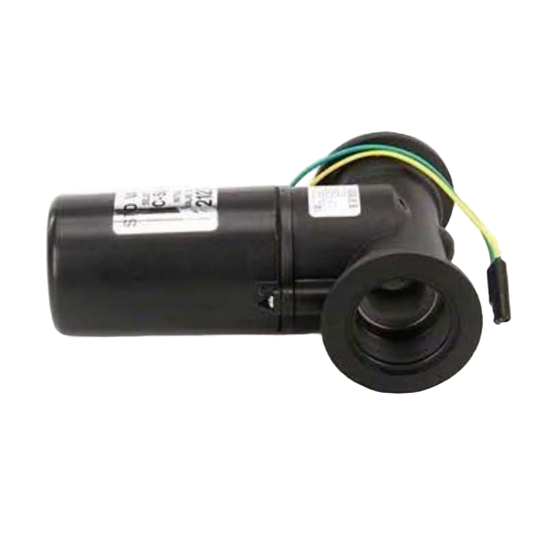 The Raven 1" Poly Control Valve Stainless Steel Ball by Raven is a black cylindrical automotive sensor equipped with multicolored wires, shown on a white background, and engineered for precise control of flow and pressure.