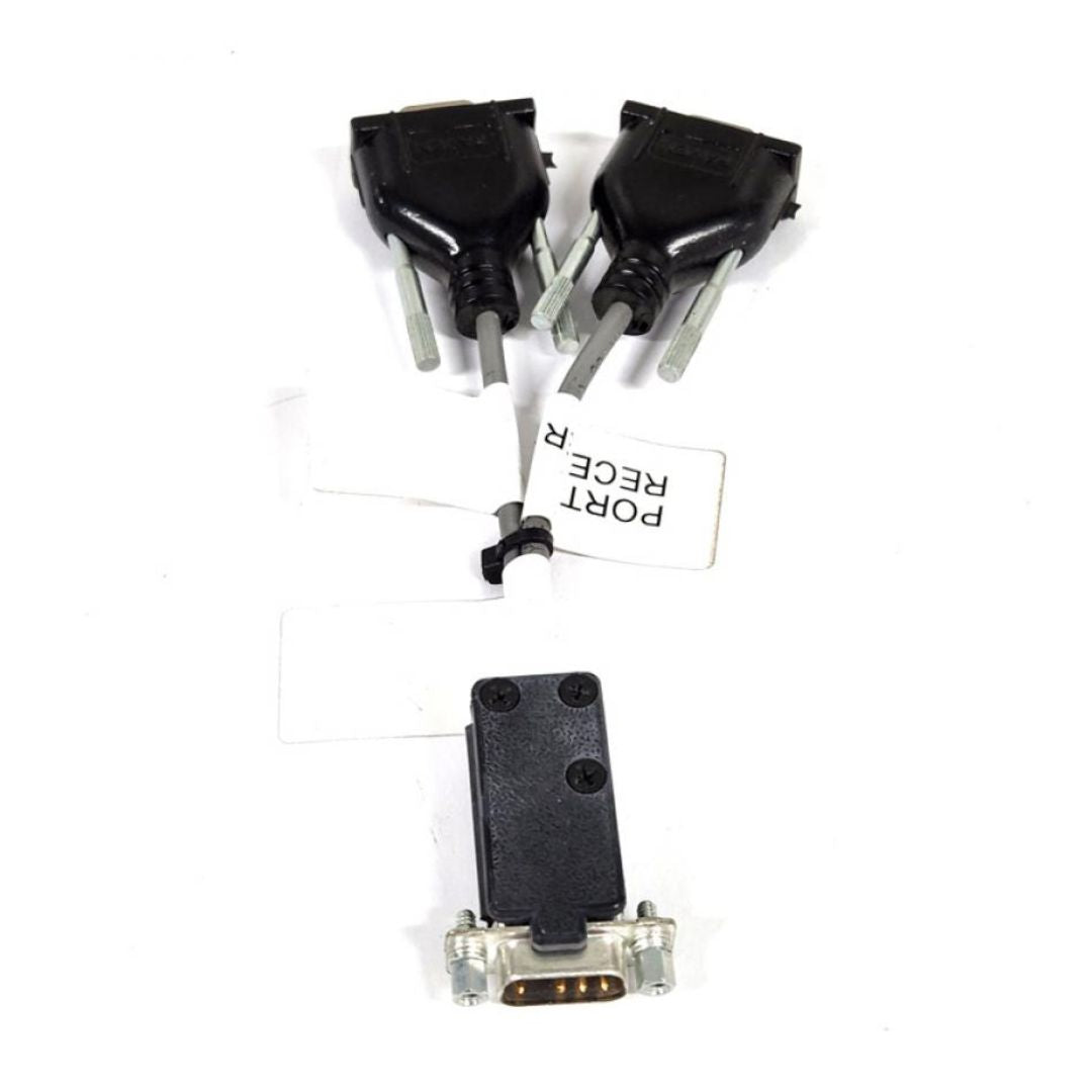 A sleek black Raven GPS Y-Adapter (Single to Double) with two cables labeled "Port Recer" rests on a pristine white background, highlighting its potential for precision in agricultural applications.