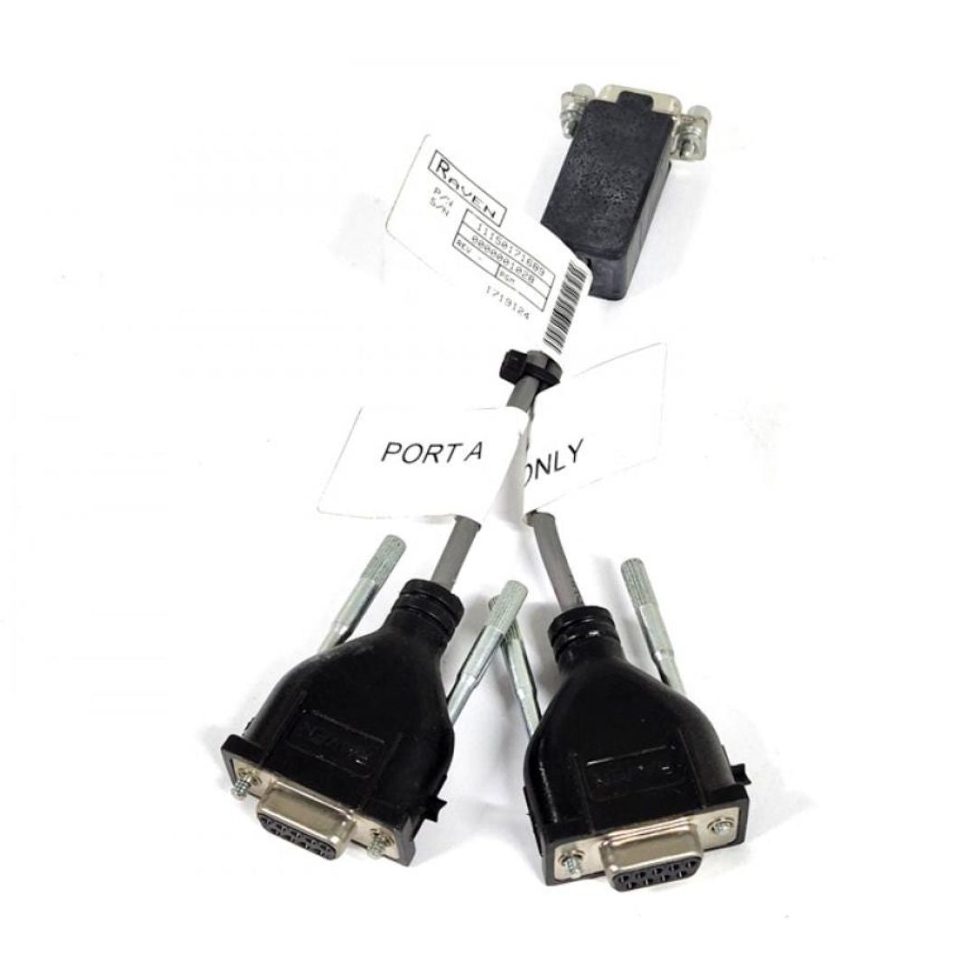 Two Raven GPS Y-Adapter cables, featuring VGA connectors and labeled "PORT A ONLY" for industrial applications, displayed against a white background.