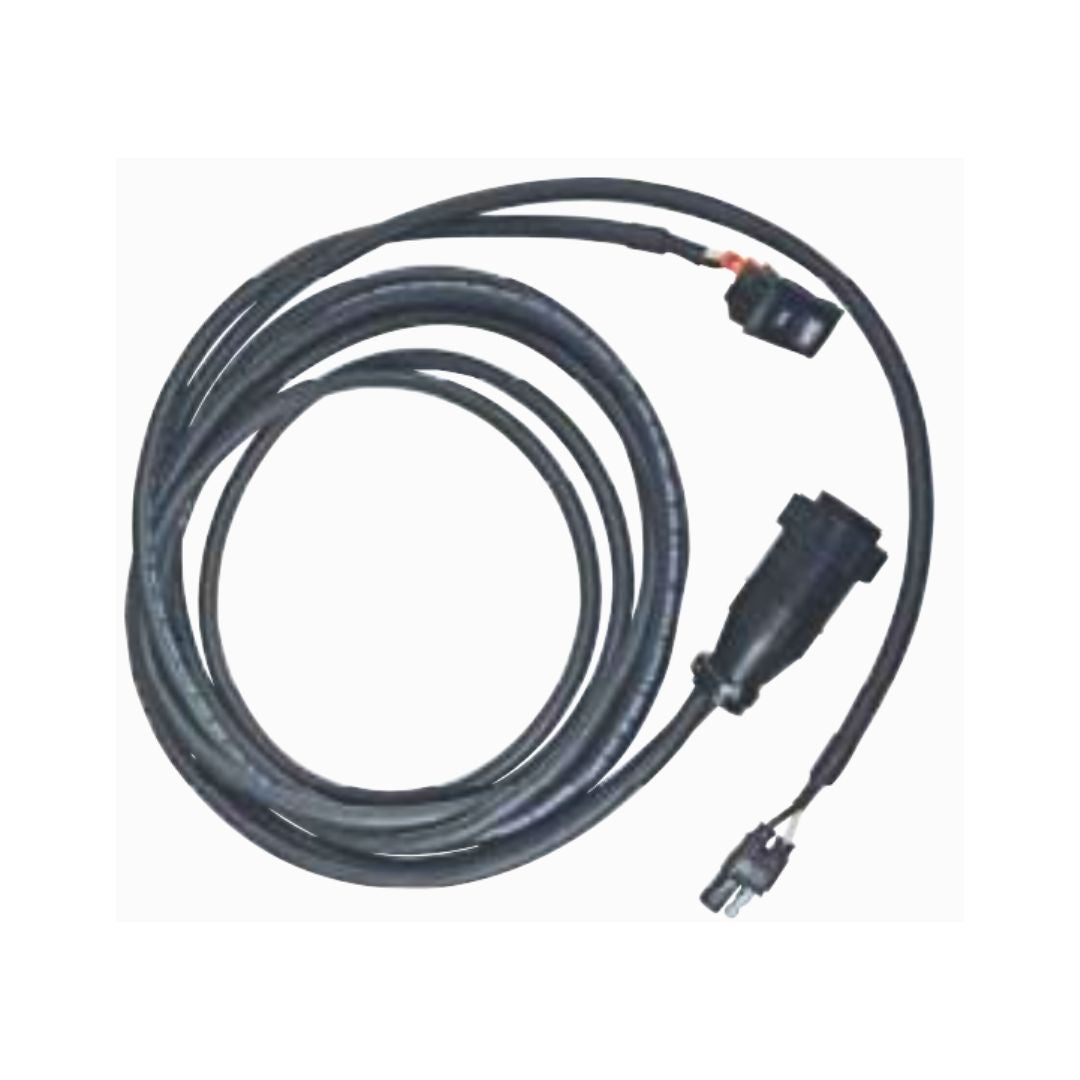 The Squibb Taylor Main Switch Assembly (113860) is a 12-Volt Wiring Accessory with a coiled black power extension cable that features a standard plug on one end and a multiple socket connector on the other, making it perfect for managing your wiring needs.