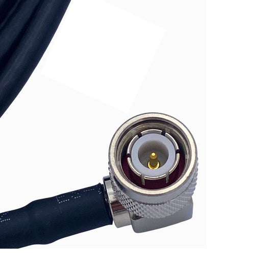 Close-up of Raven Antenna Cable - 15' TNC Male to TNC Male (115-0171-117) showing right-angle connector and pin.