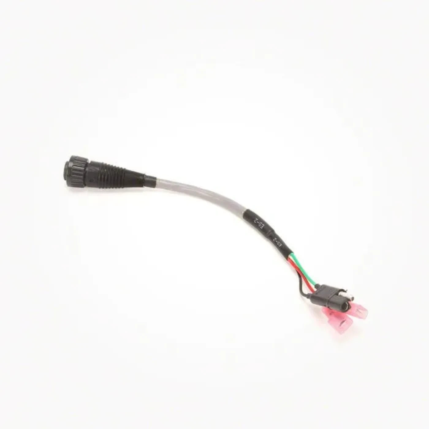 The Raven Valve Adapter Cable - 2-Pin Flat to 4-Pin Round | NH3 (115-0171-857) by Raven is a short, flexible cable featuring a black connector on one end and three exposed wires with pink connectors on the other end, ensuring a reliable connection.