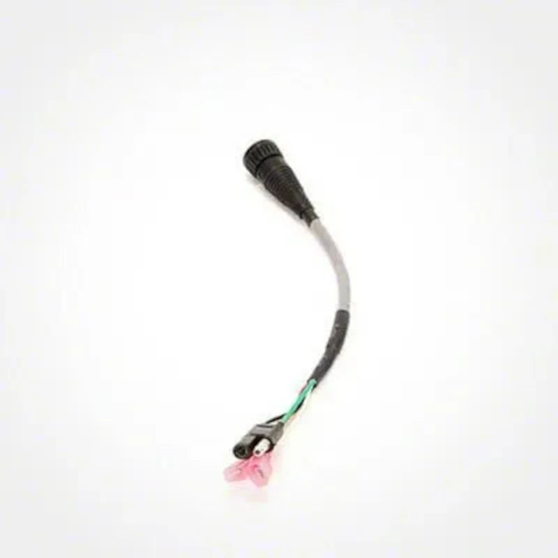 The Raven Valve Adapter Cable - 2-Pin Flat to 4-Pin Round | NH3 (115-0171-857) by Raven, this short black cable features a cylindrical connector at one end and a split wire with exposed terminals at the other, ensuring a reliable connection.