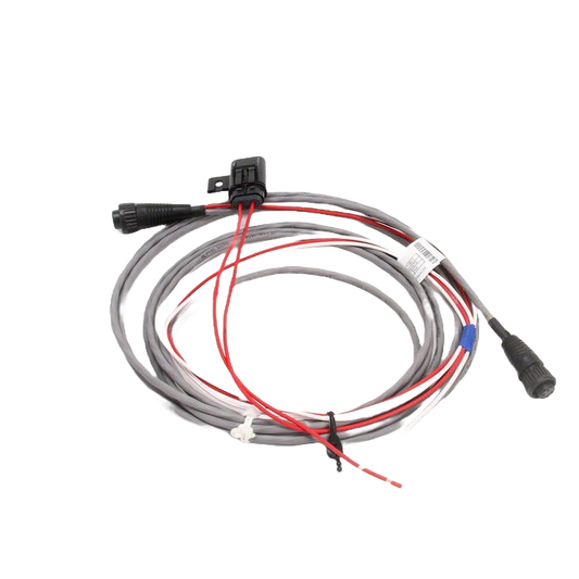 Product Description: The Raven Cable 15' Interface Phoenix 10 Speed in gray and red, featuring coiled electrical wires with various connectors and plugs attached, isolated on a white background.