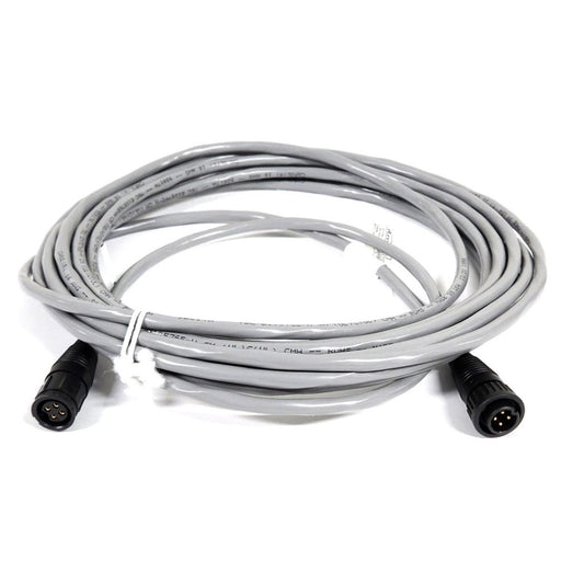 The Raven 12' Extension Cable, featuring a coiled gray design with black connectors on each end and secured by a white twist tie, is compatible with NH3 On/Off Valves.
