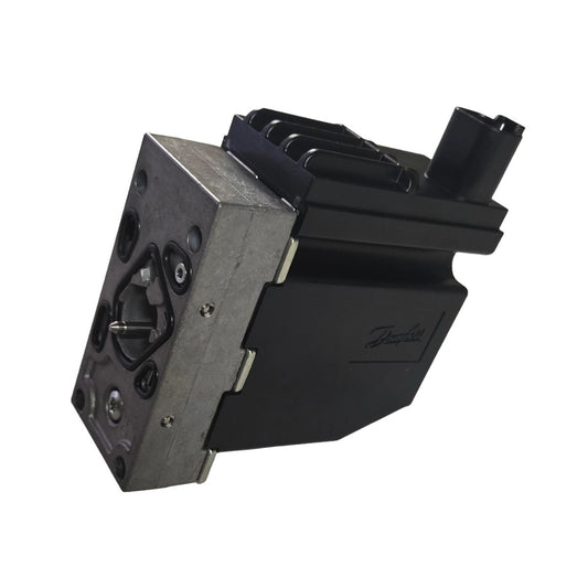 A metal and black Raven PVES Control Valve (334-0020-162) for precise hydraulic flow control, isolated on white.