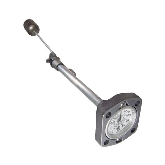 The Rochester Senior Gauge - 49" Top Mount Liquid Level Sensor (A6283-1-49) by Rochester features a float attached via an arm for measuring anhydrous ammonia levels, showcased on a white background.