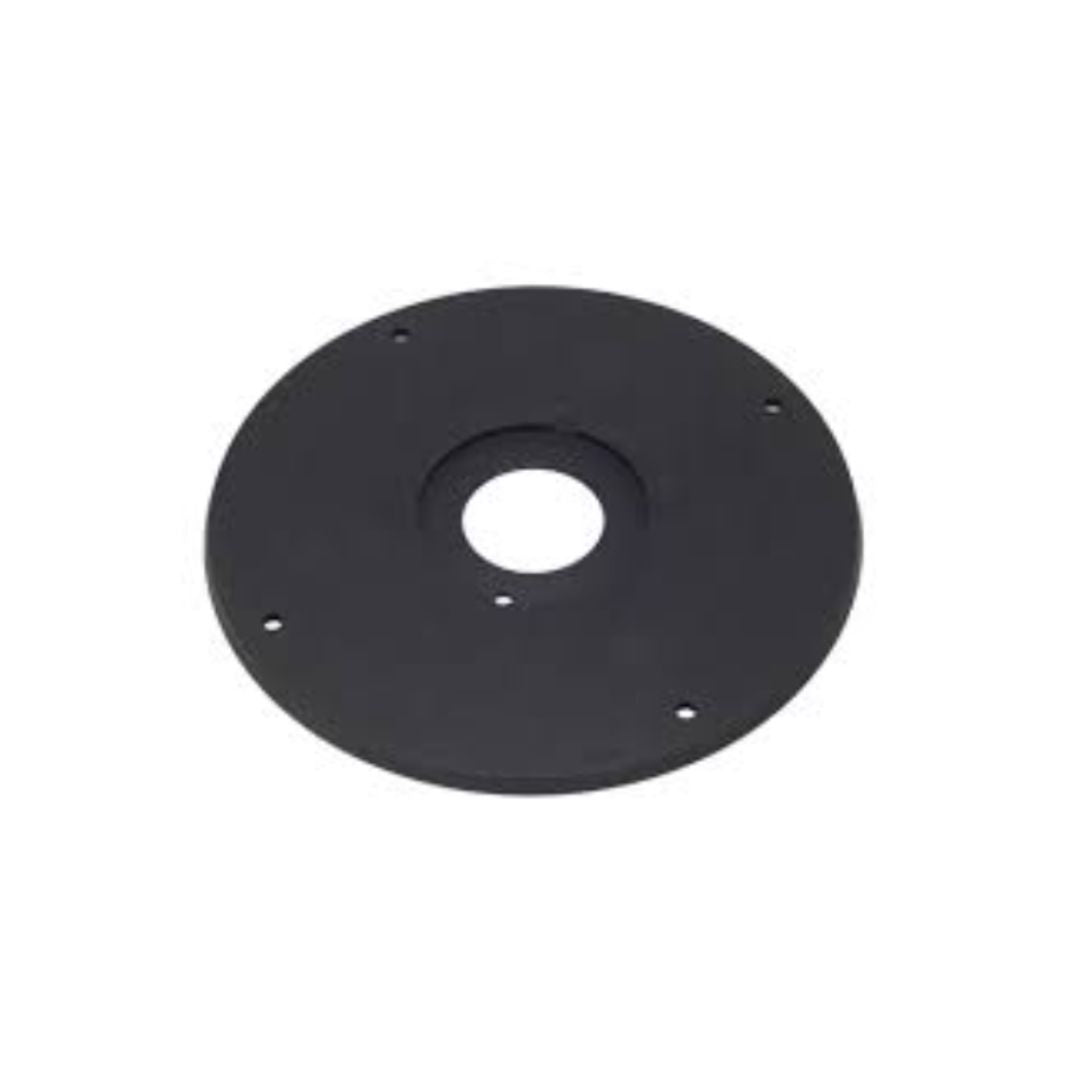 The Blackmer Disc End Plate, specifically designed for the 4" Pump models LGLD4B and TLGLF4B (Product Code: 062039), is a black circular mounting plate with a central hole and four perimeter holes, intended as a replacement component.