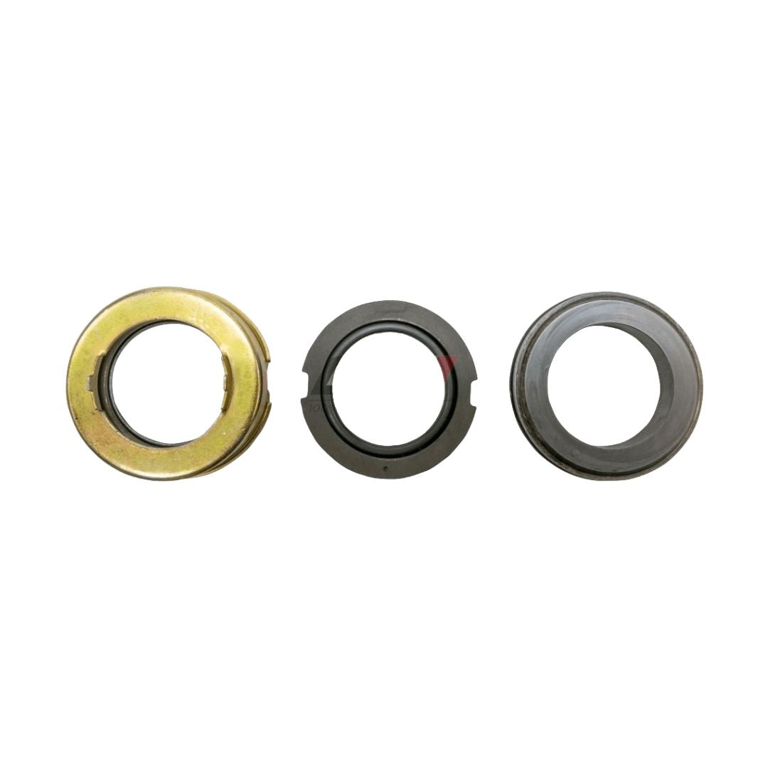 Three circular components arranged in a row, with the left one being metallic and the other two darker, likely plastic, are ideal for industrial use in assemblies such as the Blackmer Mechanical Seal Assembly 3" Pump TLGLF3C.