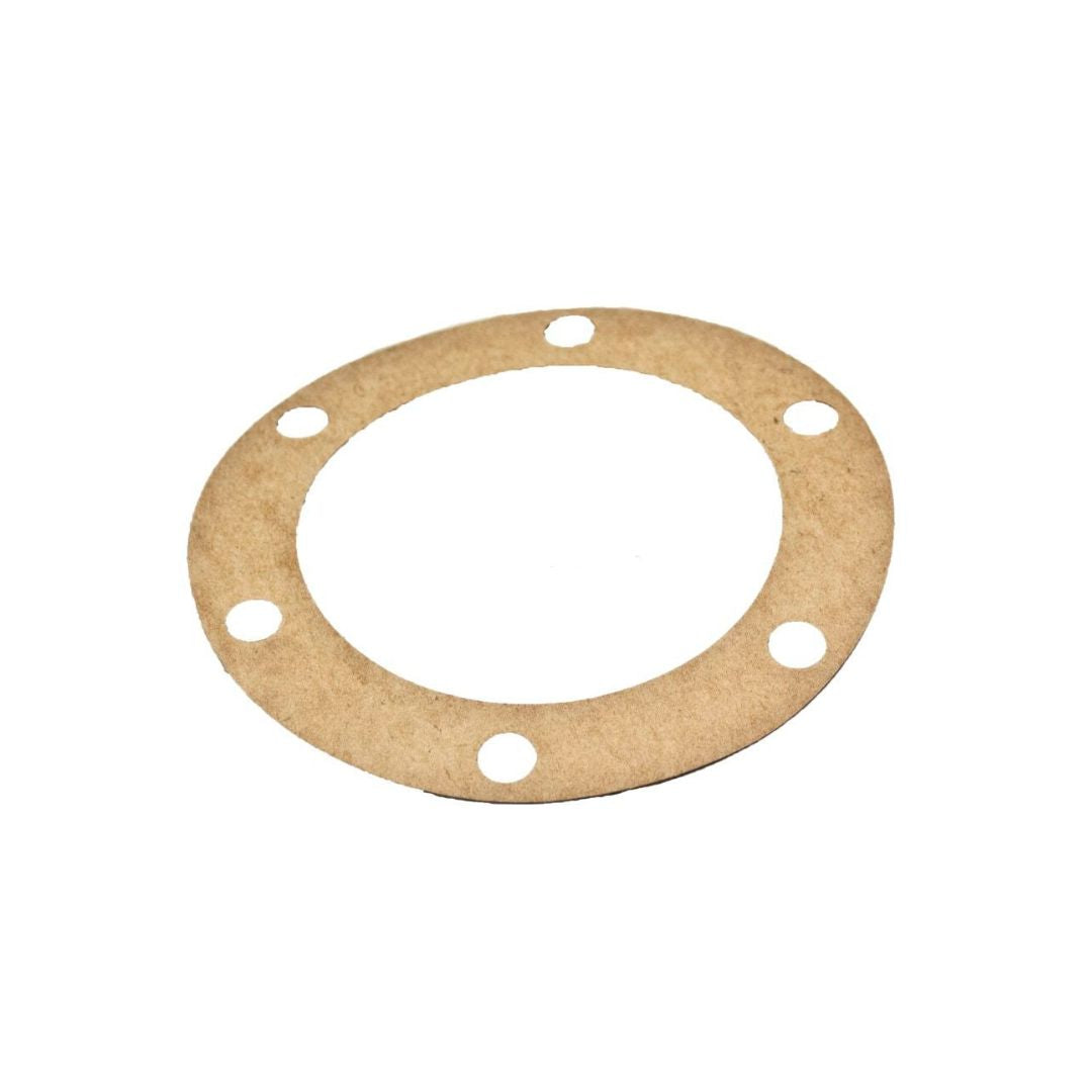 A circular, brown gasket with six evenly spaced holes around its perimeter, often used as the Blackmer Bearing Cover Gasket for 3" and 4" pumps (LGLD3E, LGLD4B, TLGLF4B). The material appears to be a thin cardboard or fiber.