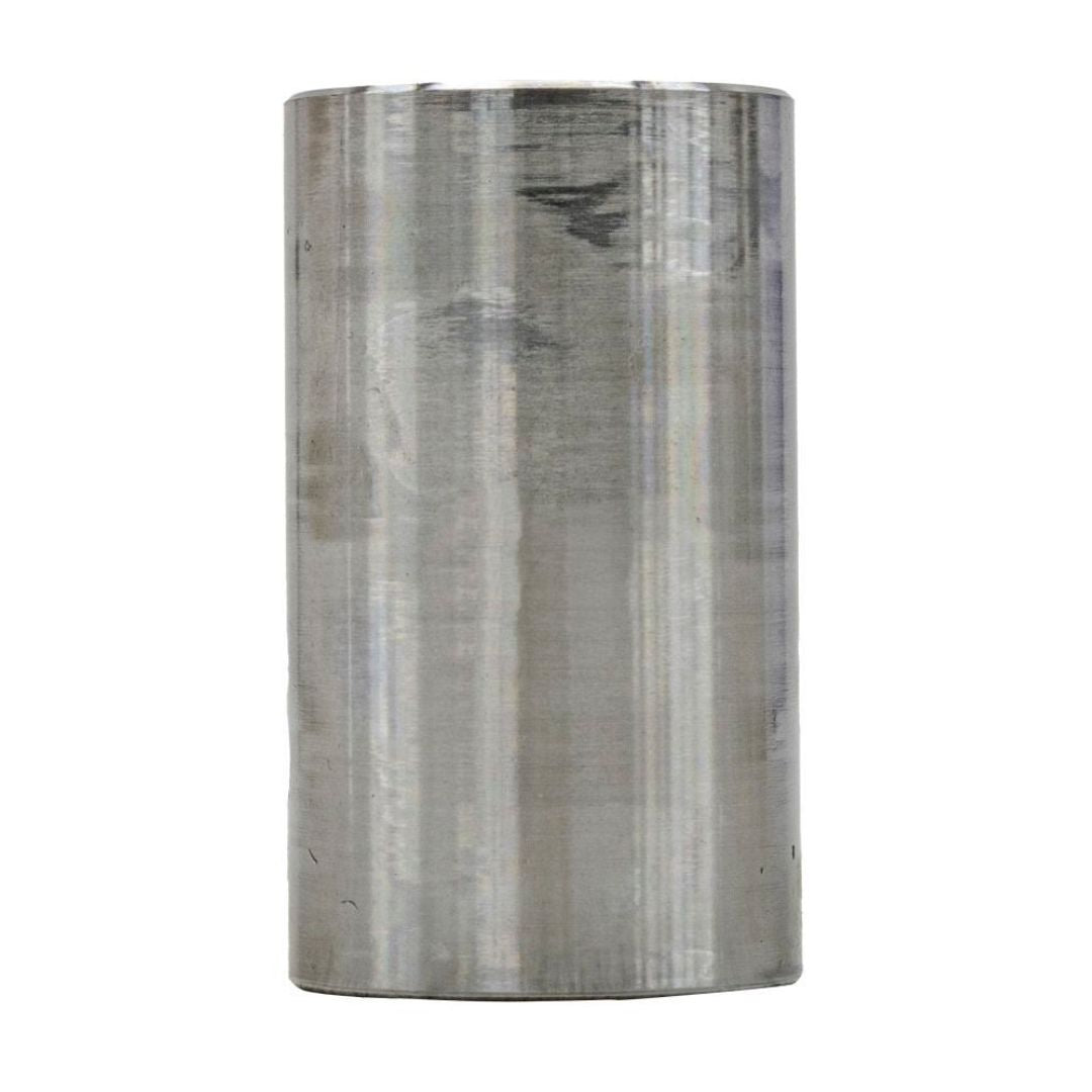A cylindrical metallic object with a shiny, reflective surface reminiscent of the Blackmer Hyd Motor Adapter Kit TLGLF3C, ideal for both agricultural and industrial applications, stands on a plain white background.