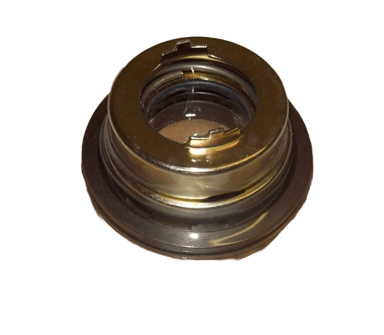 The Blackmer Mechanical Seal - 1-1/4" and 1-1/2" (333045) features a robust brass and black design, equipped with multiple O-rings for reliable leak prevention in pumps and rotating equipment, making it an excellent choice for industrial environments.