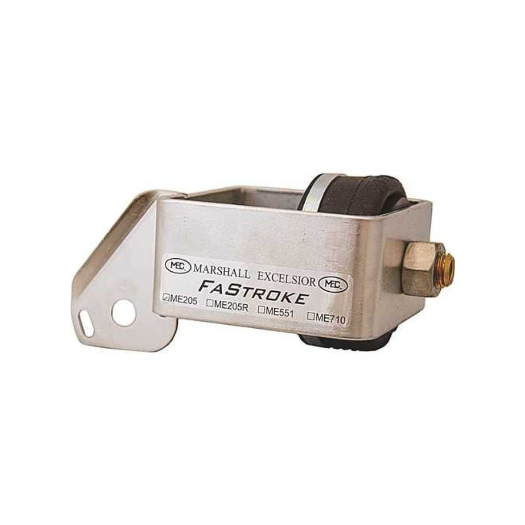 The Marshall Excelsior Air Actuator MEC/Fisher 1-1/4" Internal Valve, branded with Marshall Excelsior, features a mounted roller and various model numbers. Its heavy-duty construction ensures reliability, while the integrated Marshall Excelsior Airstroke Air Actuator adds enhanced performance.