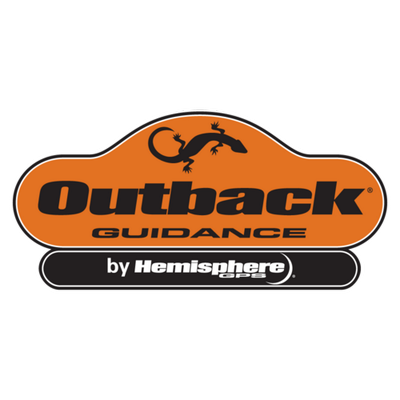 The Outback AC110 Raven Interface Kit, compatible with the 440/450/460 Consoles, showcases its distinctive orange and black branding that features a gecko silhouette, making it ideal for emphasizing precision agriculture solutions.