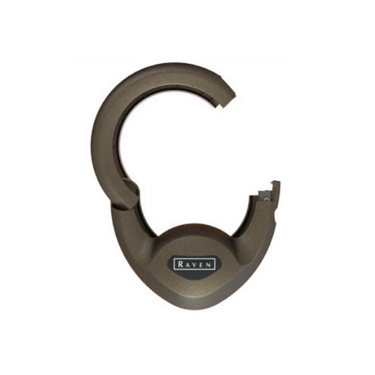 A broken-linked brown metal handcuff, branded "Raven," showcasing the precision characteristic of a modern RTK capable system like the Raven SmarTrax MD Auto Steering System for CASE IH STEIGER (117-5032-002).