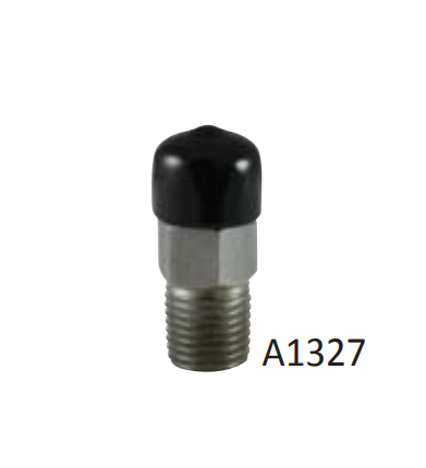 The Squibb Taylor 1/4" MNPT Relief Valve features a hexagonal metal fitting and a black cap labeled "A1327" on a white background, making it ideal for industrial applications.