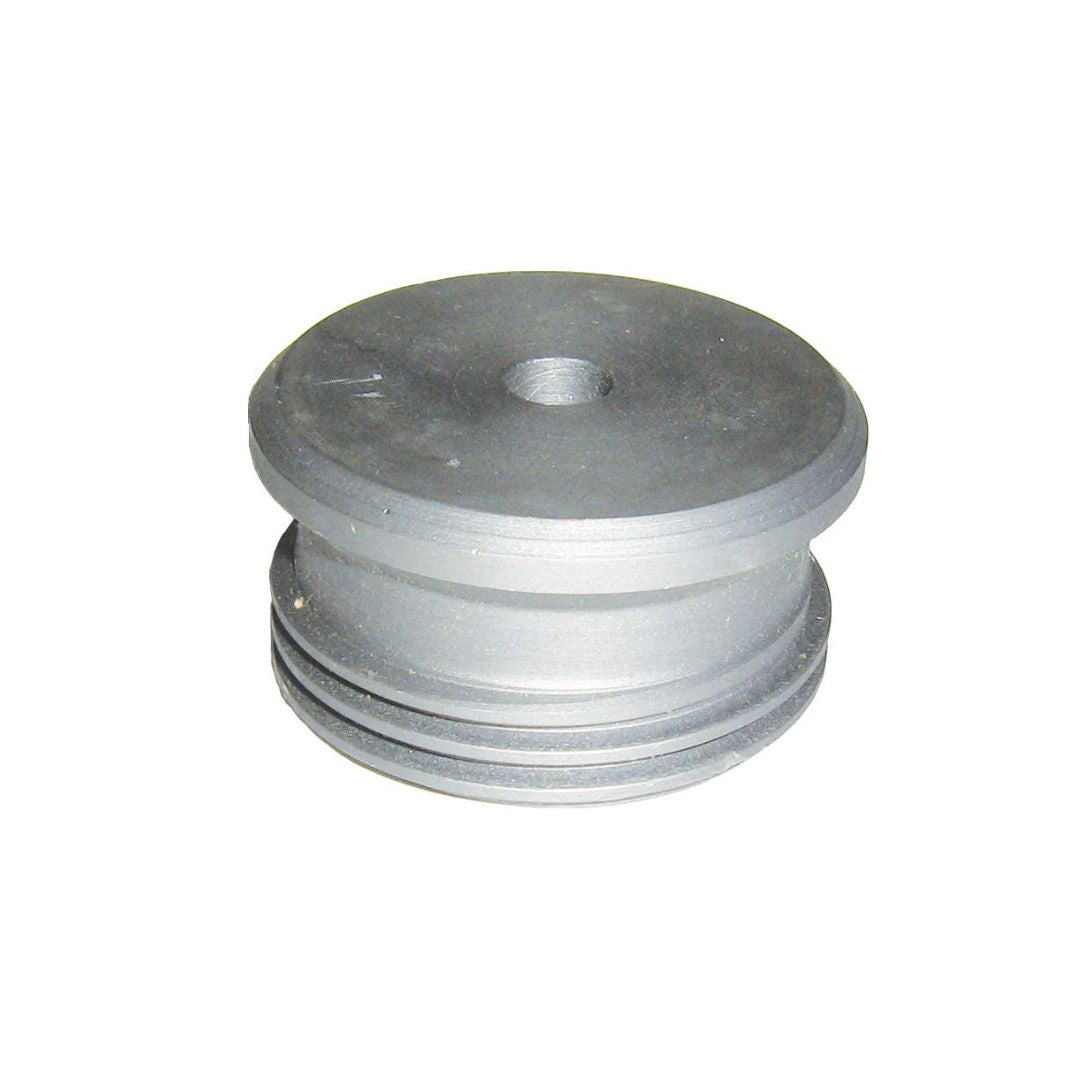 A Squibb Taylor Parking Plug, 1-3/4" Male ACME, is a metal pulley with a central hole and grooved edges, set against a white background.