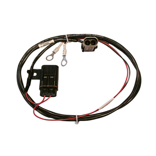 The Outback Battery Cable - OBK-360 | eDriveTC, S3 (054-0123-000#) *(Requires 051-0166-000#) is a black electrical wiring harness featuring connectors and red and black wires, coiled in a loop. It’s perfect for connecting Outback battery cables in precision ag equipment.