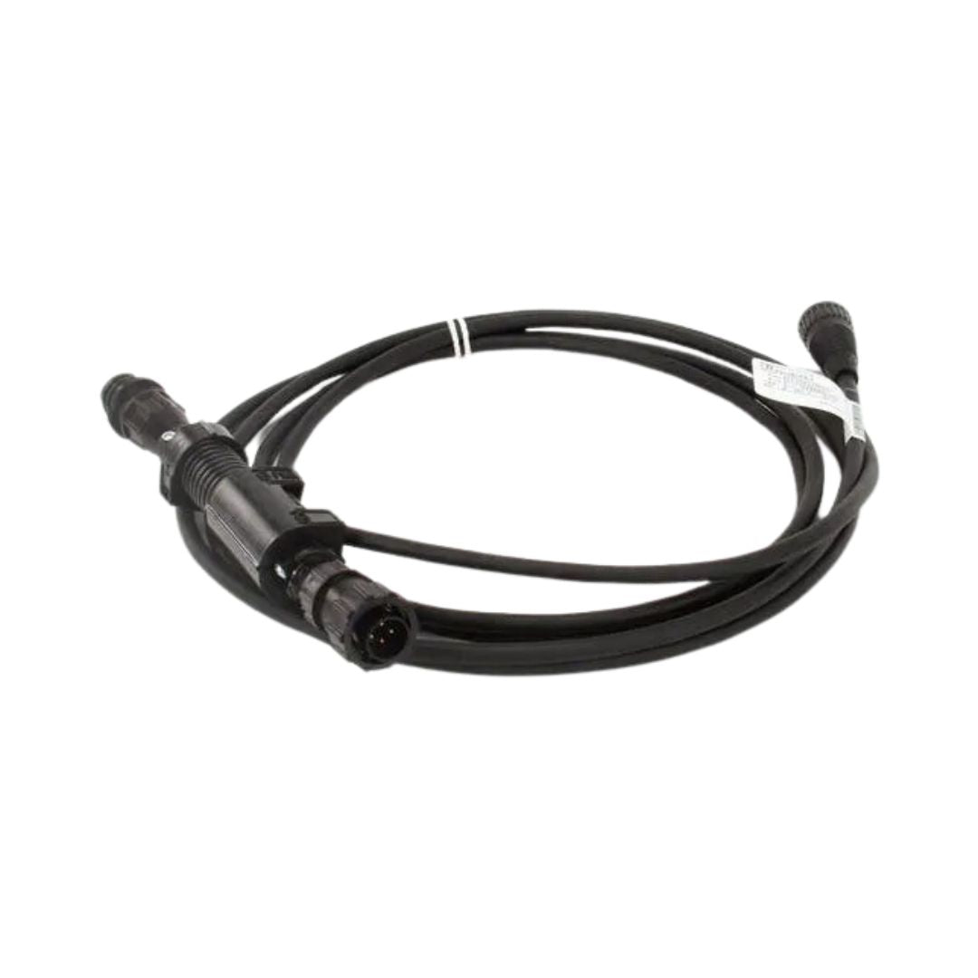 A Raven Speed Adapter Cable - Dickey John/Ford-White/AGCO Allison (115-0159-529), coiled in a loop against a white background, ideal for precision farming operations.