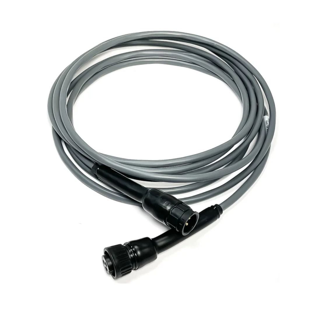 The Raven 36.5' Flow Meter Extension Cable (115-0171-544) features a coiled grey design with black connectors on both ends, set against a white background.