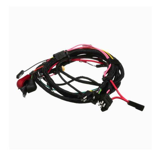 Wiring harness with multiple colored wires and connectors, used for integrating electrical components in equipment 115-7100-009