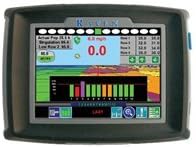 Close-up of a rectangular touchscreen device with colorful graphs, numbers, and a map, encased in a black frame. The Raven KIT ENVISO PRO II MBA-6 RTK/GLONASS integrates advanced RTK/GLONASS technology for precise tracking.