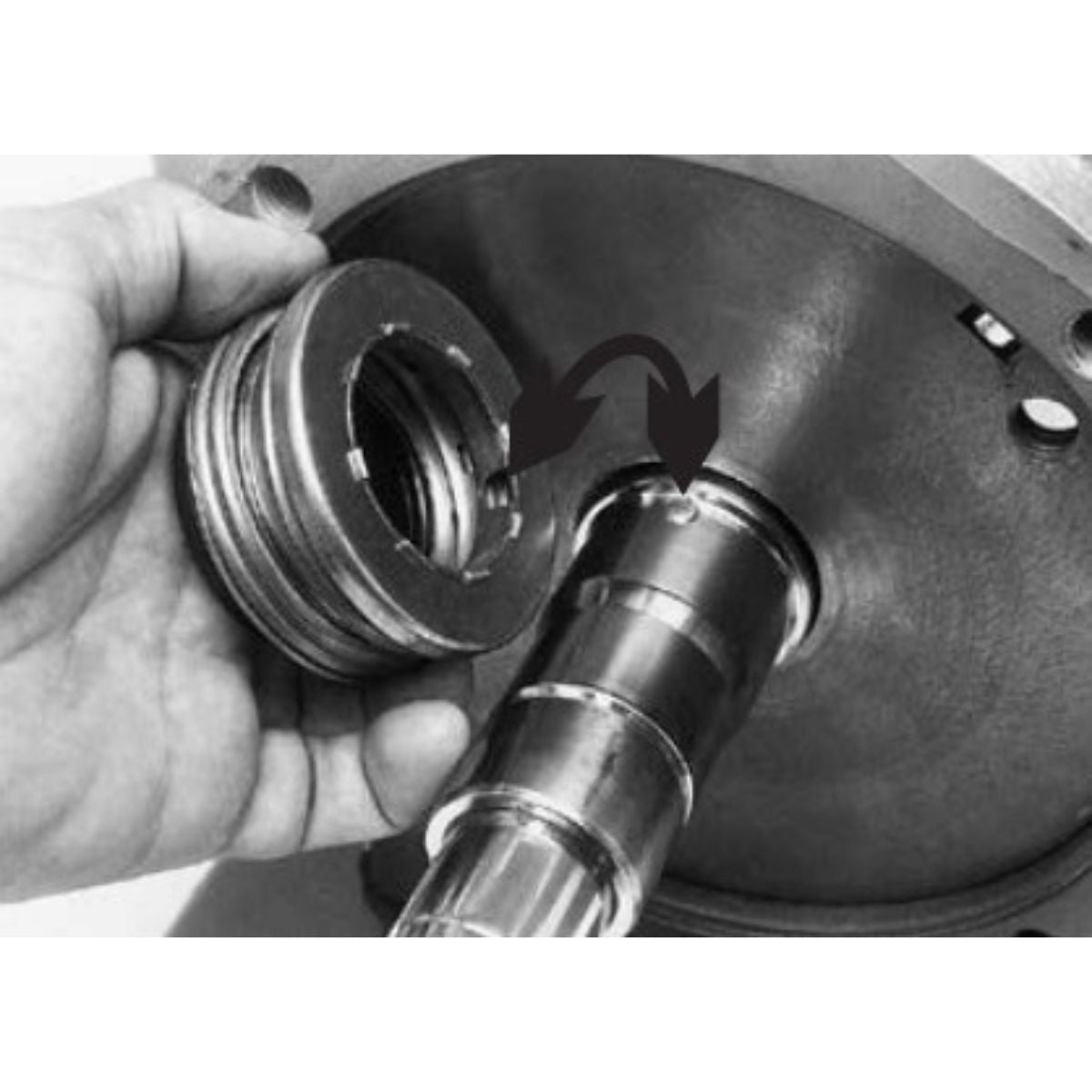 A person holds a Corken Mechanical Seal - Z4200 Pump (4464-XA2) near a part, with arrows showing placement for pumps.