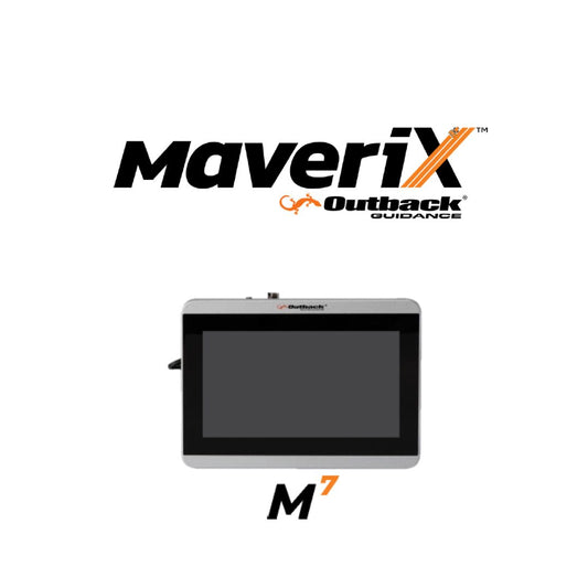 Outback Guidance MaveriX M7 system with a touchscreen display unit for navigation or guidance applications in agricultural settings