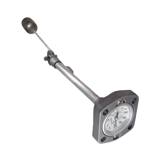 Manual lever-operated industrial device with a long handle and black grip, connected to a rectangular base with a dial and central adjustment knob. A6283-1-46