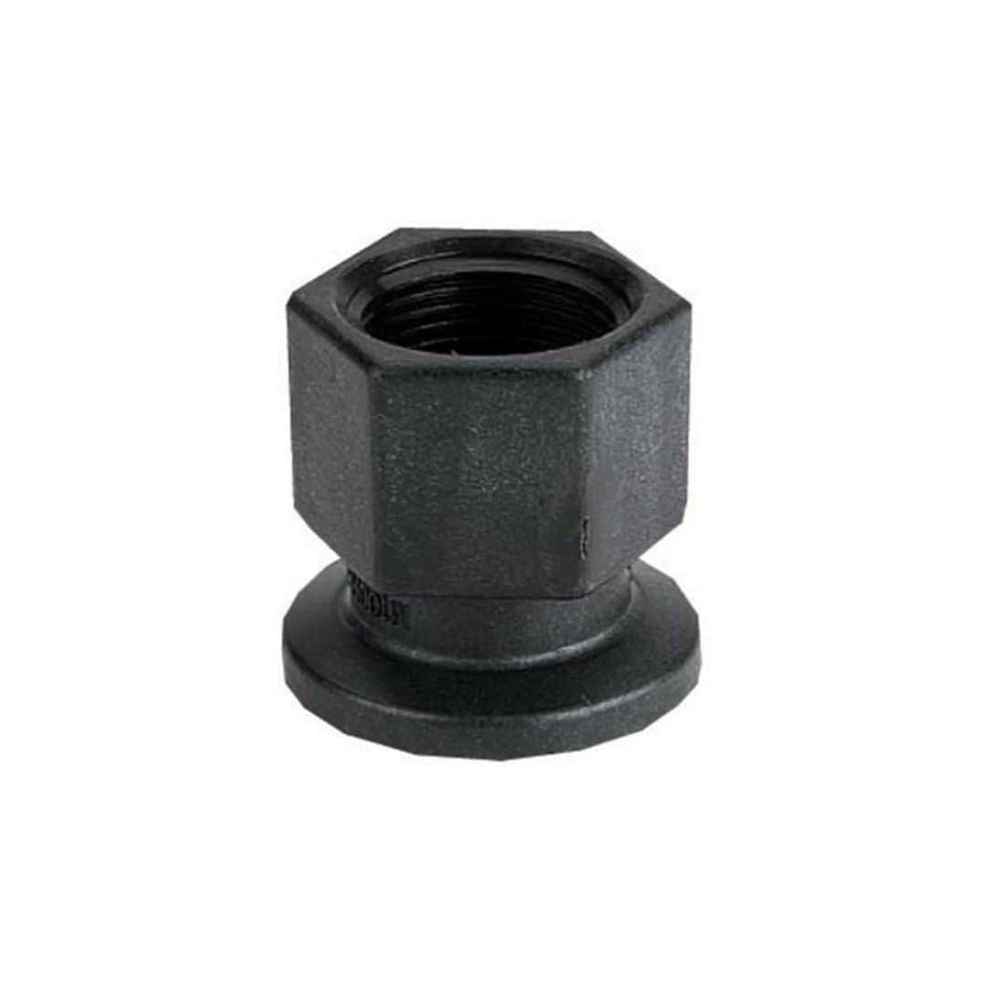 Banjo 1" Manifold Flange x 1/2" FNPT Adapter (M100050FPT), a black hexagonal adapter perfect for industrial applications, displayed on a white background.