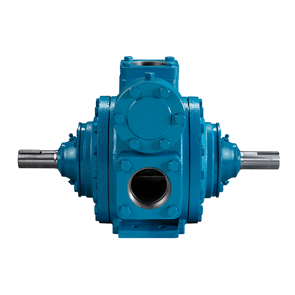 The Blackmer LGLD3F Sliding Vane Pump, featuring a 3" base mount and a dual 1-1/8" shaft design with multiple bolts and circular openings on the front and sides, is ideal for propane transfer and bulk plant service.