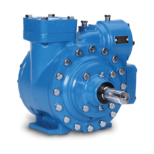 The Blackmer LGLD3F Sliding Vane Pump, featuring a 3" base mount and a 1-1/8" shaft, is designed with bolted connections and a cylindrical structure, making it ideal for propane transfer in bulk plant service applications.