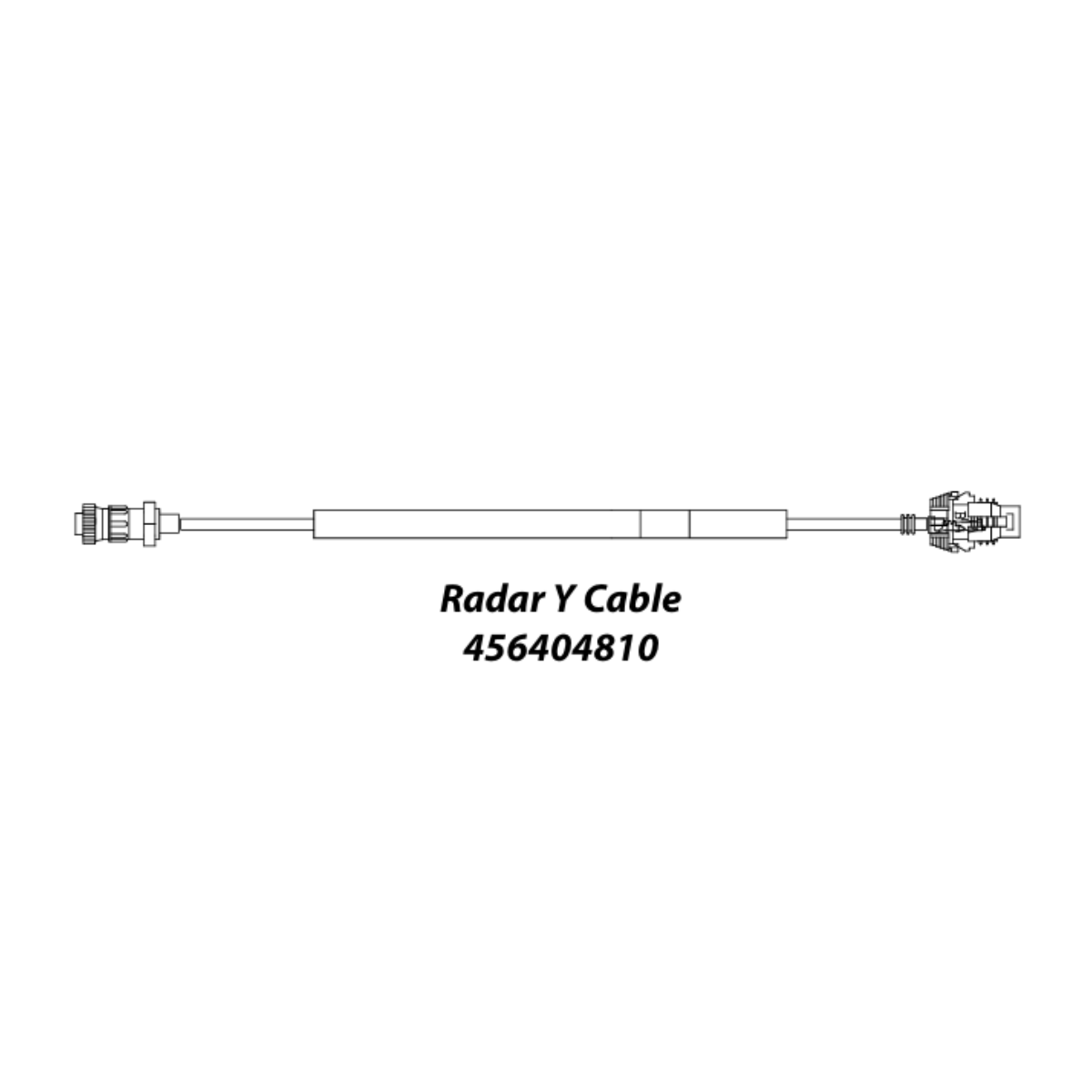 Illustration of a "DICKEY-john Radar Y Cable for John Deere 8300/9400 Series Adapter (45640-4810)" featuring connectors at each end and a labeled middle section.