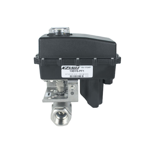 The KZ Valve Ball Valve - 1/2" SS, 12VDC Actuator NH3 (KZ1754-1CEBS-D01) is ideal for anhydrous ammonia control.