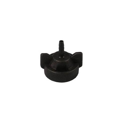 Black plastic Westward Parts Radialock 1/8" Hose Barb Cap made from durable polymeric material against a white background.