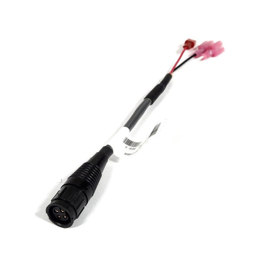 The Raven Adapter Cable On/Off Valve, made by Raven, features a multi-pin male connector on one end of a black cable and separated red and white wires with connectors on the other end, ensuring compatibility with various NH3 systems.