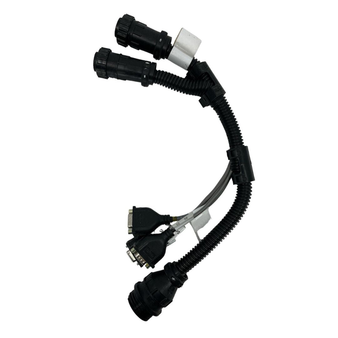 A sophisticated black electrical wiring harness with connectors, featuring a VGA connector and various cords extending from a central junction, designed specifically for the Viper Pro and Envizio Pro agricultural systems by Raven, model number 115-0171-823.