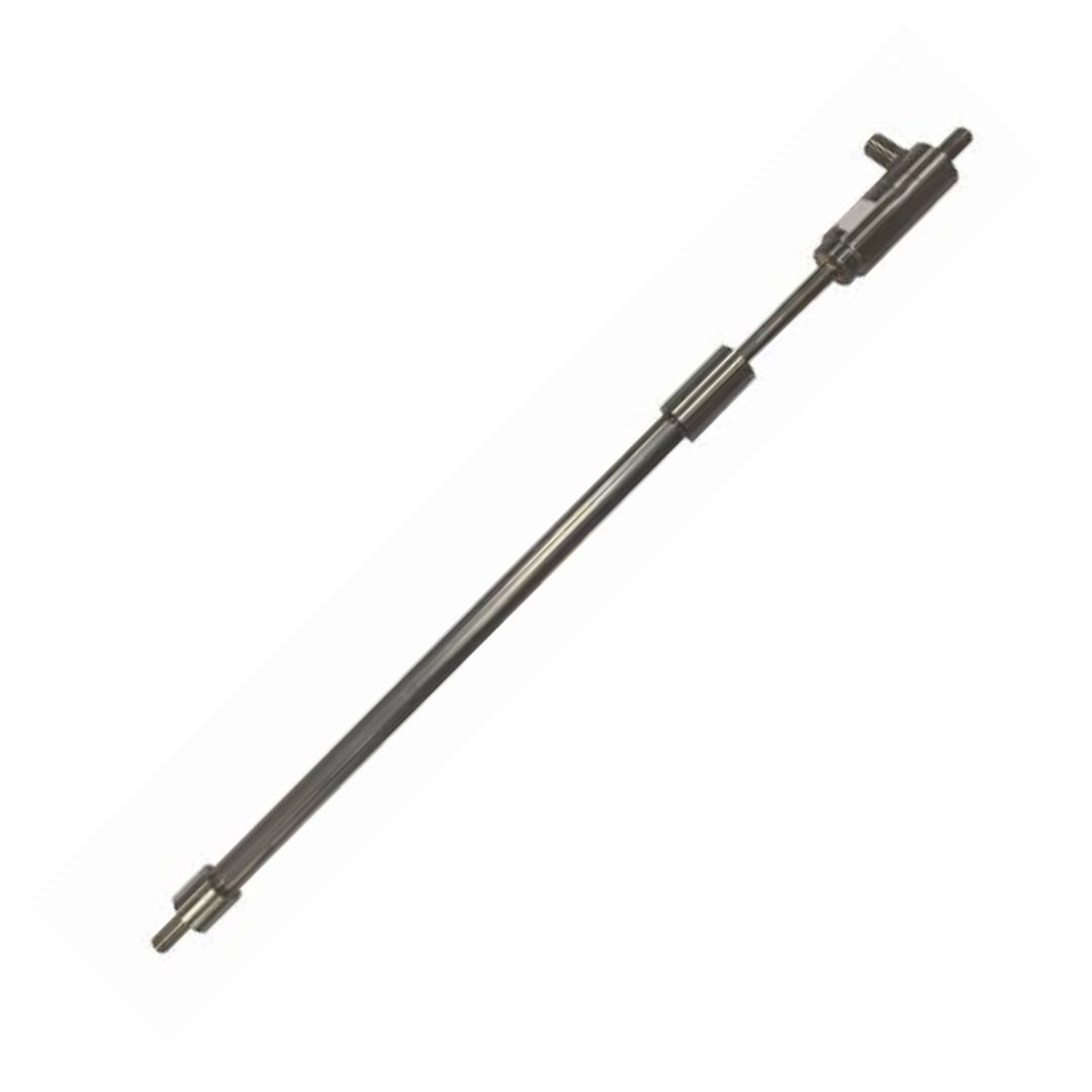 A Raven Linear Position Sensor - Non-Contact, 300mm (416-0001-052), featuring cylindrical components at both ends and likely used in machinery or automotive applications, potentially for agricultural purposes, isolated on a white background.