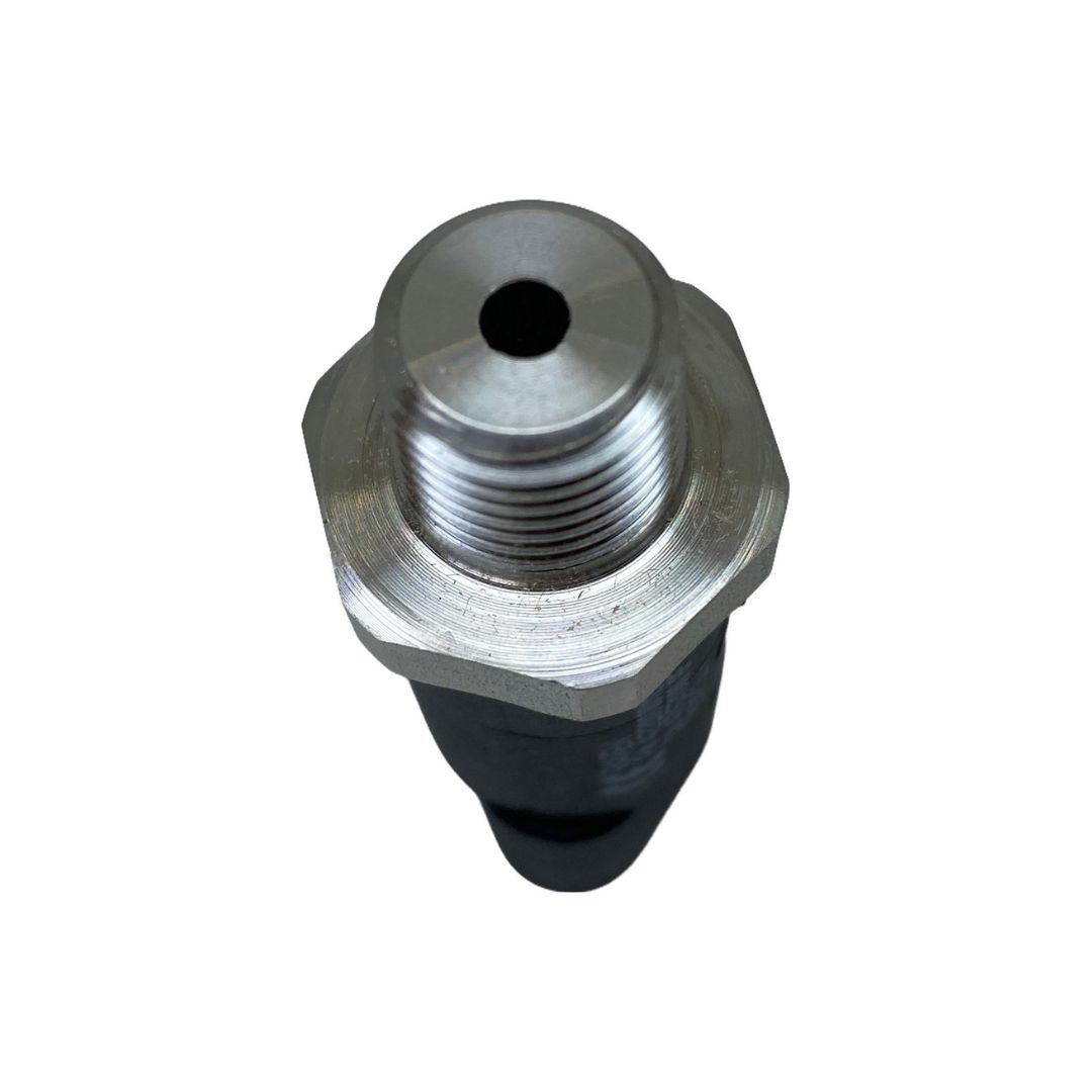 Small cylindrical sensor with a black plastic body, a metallic threaded male connector, and a hexagonal section for wrench attachment. 422-0000-119-2
