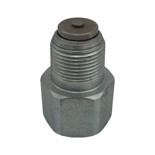 Close-up of the Squibb Taylor Back Check Valve 3/4" MNPT x 3/4" FNPT LPG/NH3 featuring a durable steel construction and hexagonal threaded design, perfect for various mechanical or plumbing applications. Ideal for liquid filling connections and functions as a reliable back check valve.