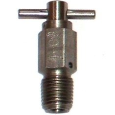 Squibb Taylor 1/4" MNPT Liquid Level Vent Valve with a T-shaped handle, hexagonal body, and threaded end, ideal for NH3 applications, against a white background.