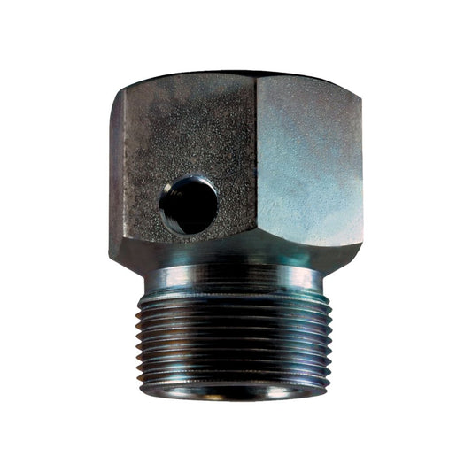 The Squibb Taylor Relief Valve Adapter 1-1/4" FP x 1-1/4" MPT with a 1/4" bleeder hole is perfect for anhydrous ammonia systems.